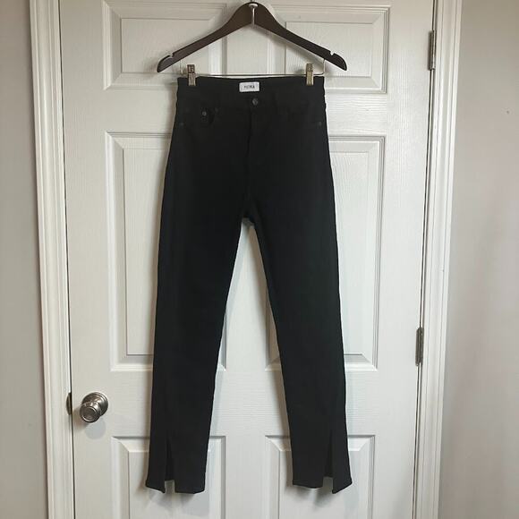 Pistola Teagan High Waist Slit Cuff Slim Leg Ankle Black Bootcut Jeans Size 27 - Picture 2 of 14